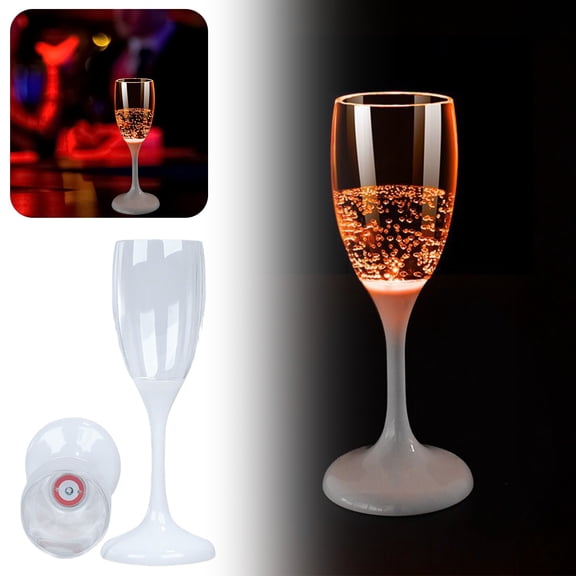 Light Up Cups Colorful Glowing LED Light Up Plastic Champagne Flutes - Perfect For Birthday Christmas Party Wedding Bachelorette Celebration Night Club Bar Festive Decorations Plastic 7.2*2.63 In