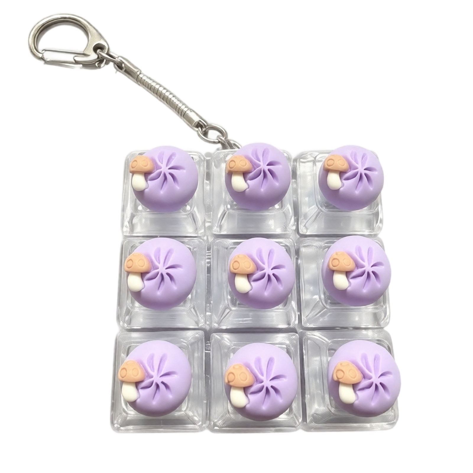 Fidget Button Key Chain Light Up Cute Soup Dumpling Fidget Toy Clicky Stress Relief Clicker Key ...