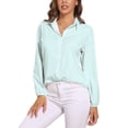 thumbnail image 1 of Light Cyan Long Sleeve Blouse Woman Streetwear Casual Shirts Summer Oversize Woman Streetwear Clothing Birthday Present, 1 of 7