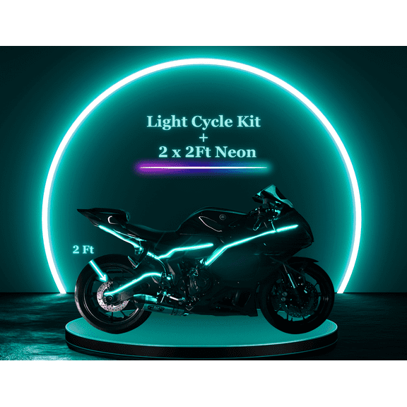 Light Cycle Kit, Tron Motorcycle Lighting Kit. Underglow, Neon Kit, LED Kit, Motorcycle Accessory and Accent, RGB Waterproof LED Neon,w/Remote&Disconnect,Bluetooth App (Base Kit) (+2 x 2 Ft. Neon)