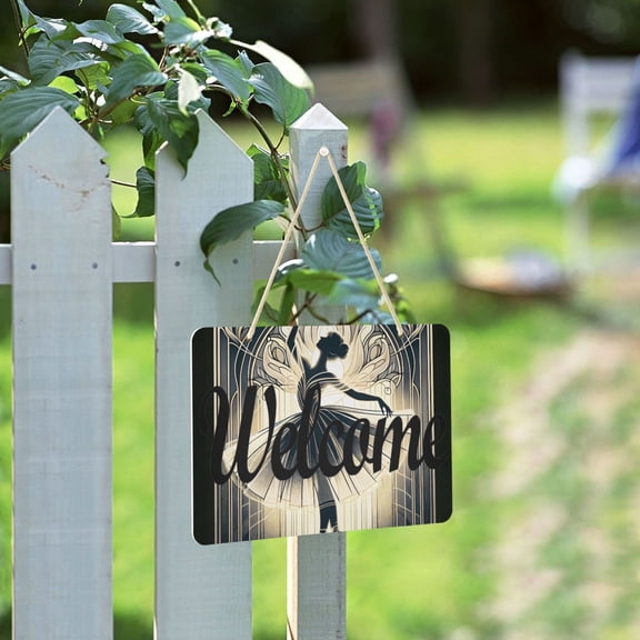 Light Dancer Welcome Sign for Front Door Porch Wreath Door Sign Home Decoration Rustic Farmhouse Style