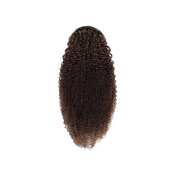 Light Dark Brown Afro Kinky Curly Drawstring Ponytail Hair Human Hair Pieces Clip In Drawstring