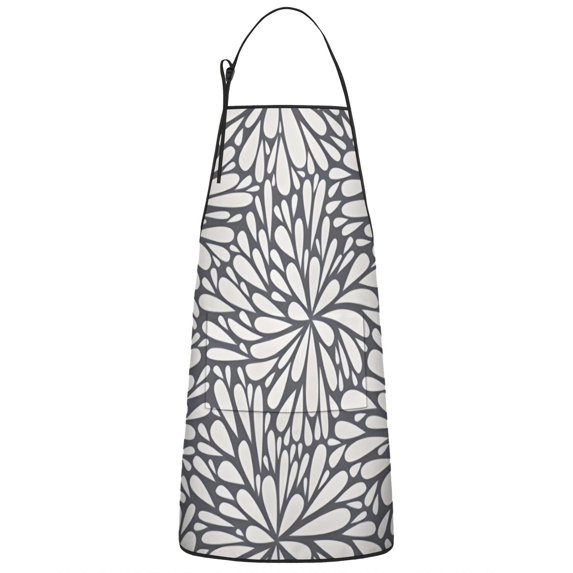 Light Dark Floral Burst Pattern Apron-Garden Aprons for Women with Pockets-Cotton Linen Waterproof Kitchen Cooking Gardening Aprons Adjustable for Kitchen,Cooking,BBQ and Salon 33x27 Inch