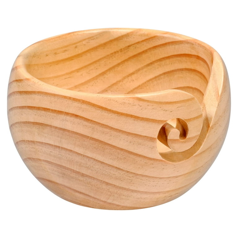 Solid Wood Yarn Bowl Hand Crafted DARN GOOD YARN CO. Swirl Cut Out Design  Lovely