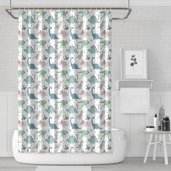 Light Dinosaurs Pastel Pattern Shower Curtain 72"x72" ,Bathroom Decorative Shower Curtains Set with 12 Hooks,Modern Waterproof Washable Shower Curtain