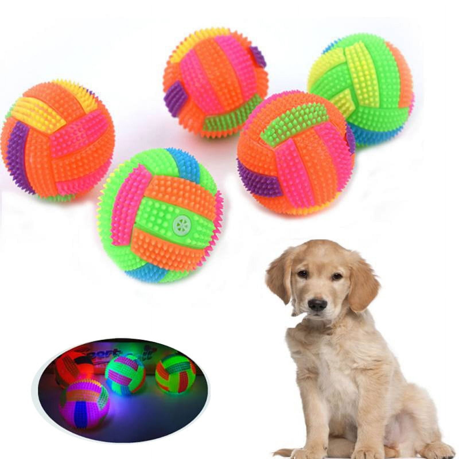 Glowing Ball Dog Light Up Toy Led Flashing Interactive Rubber Ballsb Dog  Chew Toys Teeth Cleaning Toys For Small Large Dogs