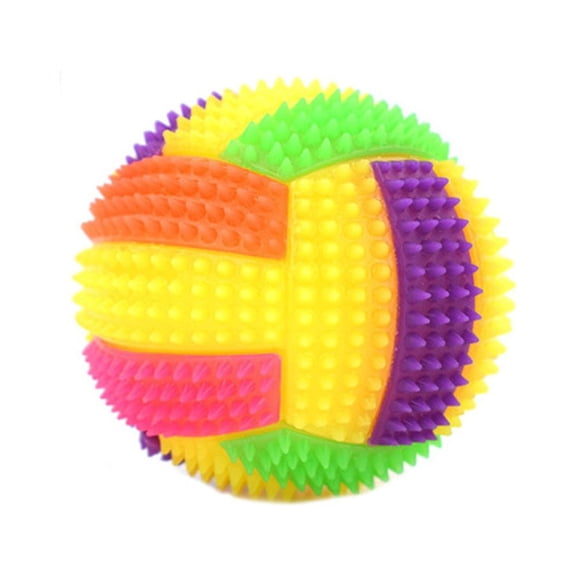 Light Up Dog Balls Elastic Flash Light Squeaky Spike Ball Pet Dog Cat Molar Plastic Entertained Toy Flashing Elastic Ball Glow in The Dark Interactive Pet Toys for Puppy, Cats, Dogs