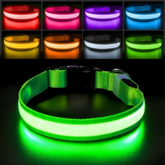 Light up Dog Collar for Night Walking - LED Dog Collar Light Rechargeable Color Changing, Glow in The Dark Dog Collars Waterproof Glowing Dog Collars for Large Small Medium Dogs
