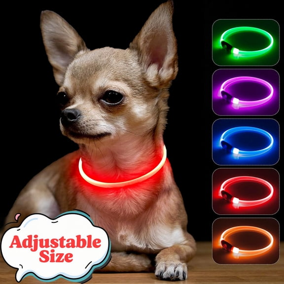 Light Up Dog Collar - Rechargeable LED Dog Collar - 360 Glow in The Dark Pet Collar for Small Medium Large Dogs, TPU Cuttable Puppy Collar Safety Dog Lights for Night Walking