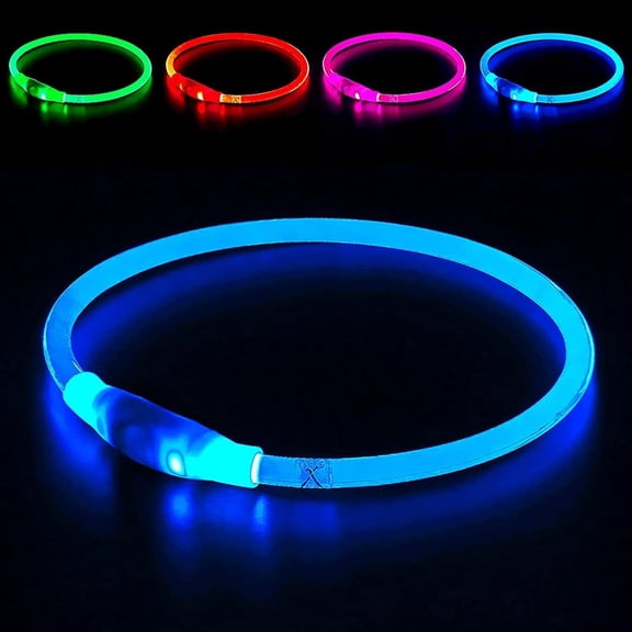 Light up Dog Collar, USB Rechargeable Flash Dog Necklace Light, Pet Safety Collar Makes Your Beloved Dogs Be Seen at Night for Small Medium Large Dogs