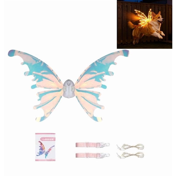 Snowflake Table View Light Up Dog Fairy Wing, Battery Operated Angel Wing Costume Prop for ...