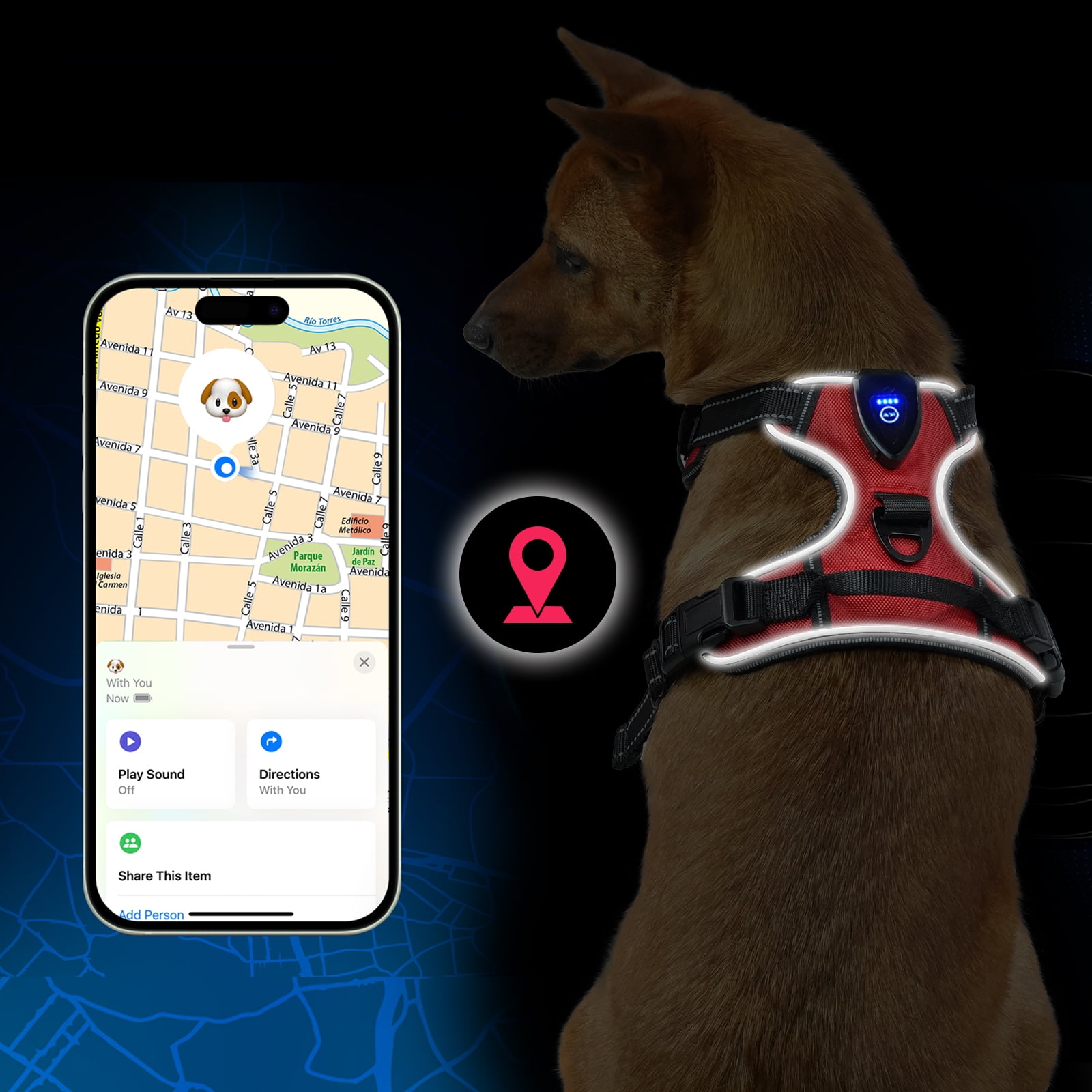 Tracker Dog Harness - Light Up Dog Vest for Night Walks, USB ...