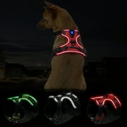 Light Up Dog Harness, No Pull Adjustable Soft Padded LED Dog Vest for Glow-in-the-Dark Night Walking, USB Rechargeable Lighted Safety Vest for Pets - S