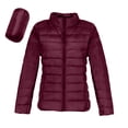 thumbnail image 1 of Light Down Jacket Womens Packable Stand Collar Full Zip Quilted Puffer Coat with Pockets Long Sleeve Solid Color (4XL, Wine), 1 of 7