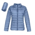 thumbnail image 1 of Light Down Jacket Womens Packable Stand Collar Full Zip Quilted Puffer Coat with Pockets Long Sleeve Solid Color (L, Light Blue), 1 of 6