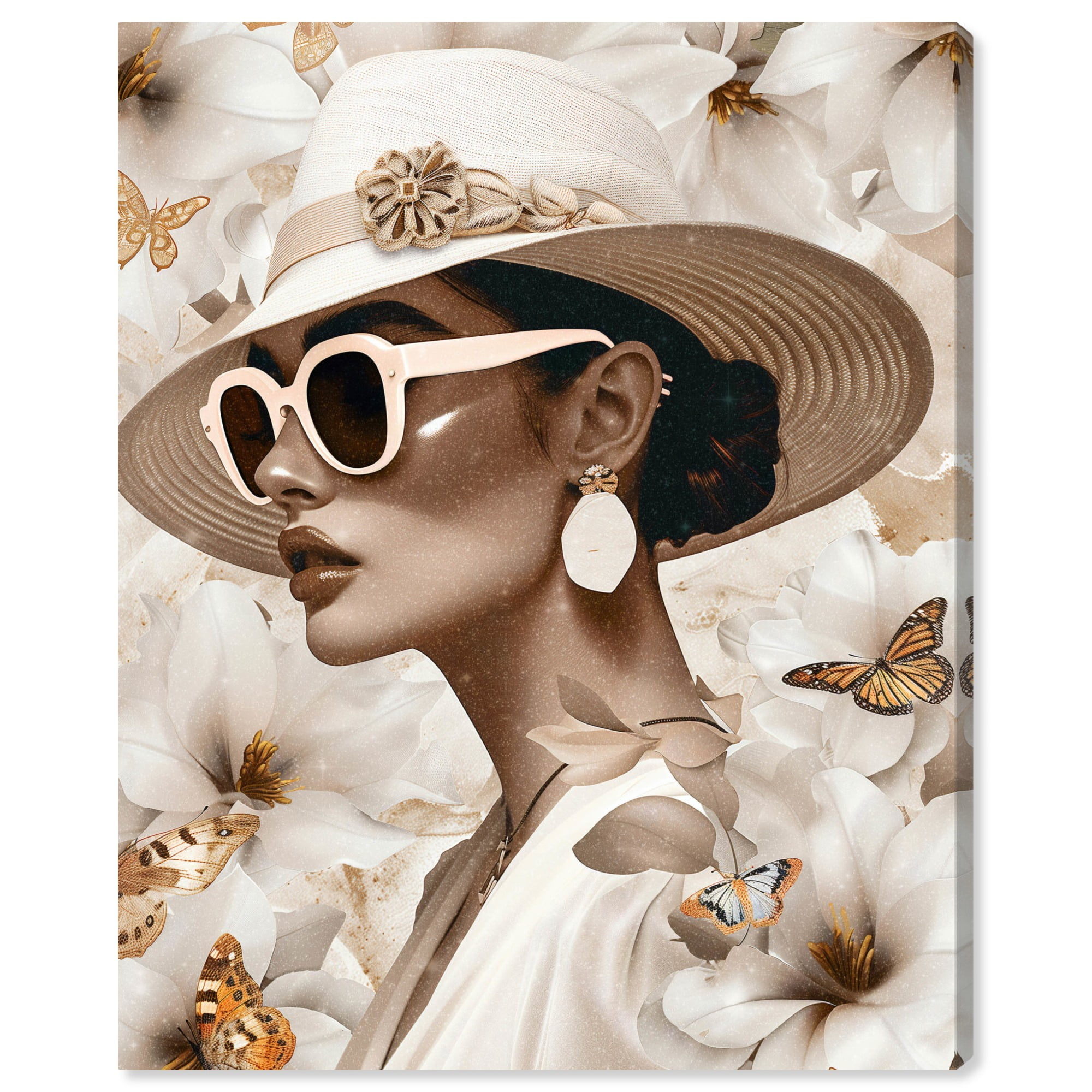 Glamorous Feminine Beige and Brown Canvas Wall Art, 24" x 30"