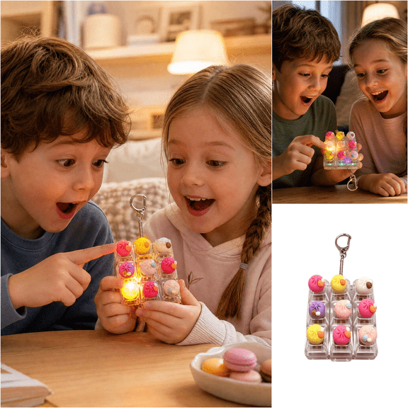 Light Up Dumpling Keyboard Fidget Keychain, Mini Glowing Mechanical Button Fidget Toy for Adults and Kids, Handheld Finger Clicker to Ease Anxiety, Great for Daily Stress Release(#2)