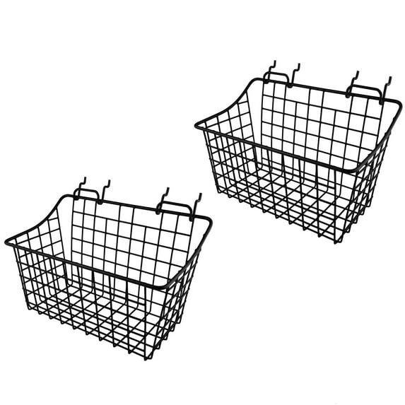 Light Dust 2-Pack Pegboard Baskets, Black Metal Peg Board Wall Organizers Accessories for Workbench