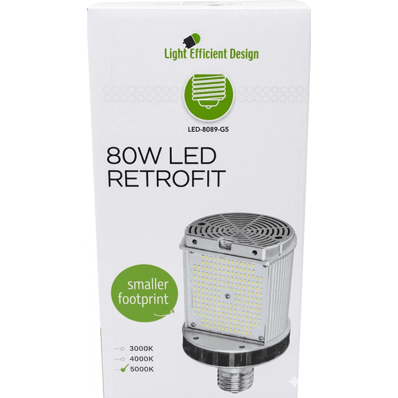 Light Efficient Design LED-8089M-G5 80W Industrial LED Retrofit Bulb, Replaces 250W Metal Halide, EX39 Mogul Base, Active Cooling, Rotatable Design