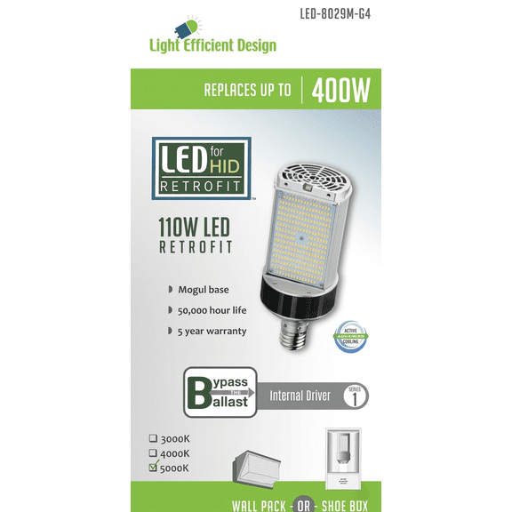 Light Efficient Design LED-8090M50-G4 110W LED Retrofit, 400W HID Equivalent, EX39 Mogul Base