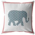 thumbnail image 1 of Light Elephant Throw Pillow with Removable Cover in Blue and Pink on White 16x16, 1 of 5