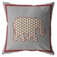 thumbnail image 1 of Light Elephant Throw Pillow with Removable Cover in Red on Gray 18x18, 1 of 5