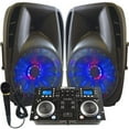 thumbnail image 1 of Light Em' UP! - Dj System - Lighted Powered 15" DJ Speakers - 1600 Watts - Bluetooth, USB,  FM Radio or plug in your laptop or iPhone - Plug and Play - Light Show Included, 1 of 4