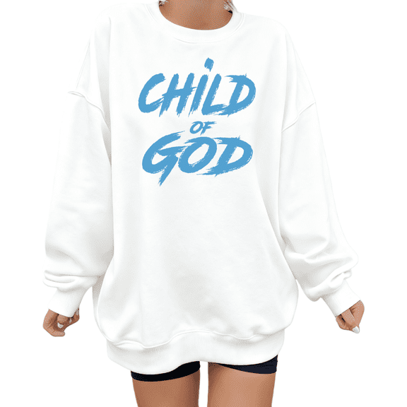Light Faith Commute Pale Blue Stroke White Graphic Sweatshirt Print Sweatshirt Child of God Loose Crewneck S-3XL Tops
