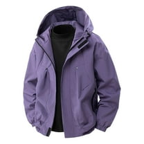 Light Fall Jacket Men Casual New Mens Rain Jacket Waterproof Windbreaker Lightweight Hooded Outdoor Hiking Coats Zipper Raincoat Purple XXL