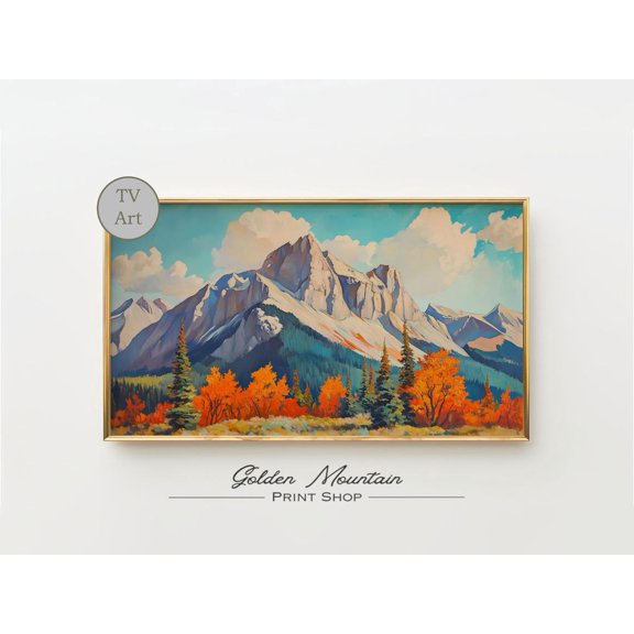 Light Fall Landscape Autumn, Vintage Fall Landscape, Fall Home Decor Mountain Unframed Paper Print