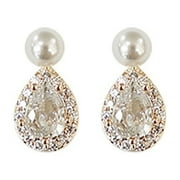COBRCREF Light Fashion All Imitation Pearl Drop Shaped Diamond Stud Earrings For Women