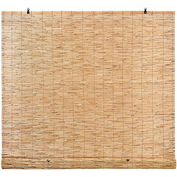 Light-Filtering Cordless Bamboo Reed Blinds Shades for Windows Manual Roman Blind Roll-Up Shades Natural 48 in W x 72 in H (Pack of 2)