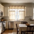 thumbnail image 1 of Light Filtering Kitchen Curtain Set 30W x 14/45H Inch Tier And Valance Set Rod Pocket Semi Sheer Curtains For Kitchen Bathroom, 1 of 6