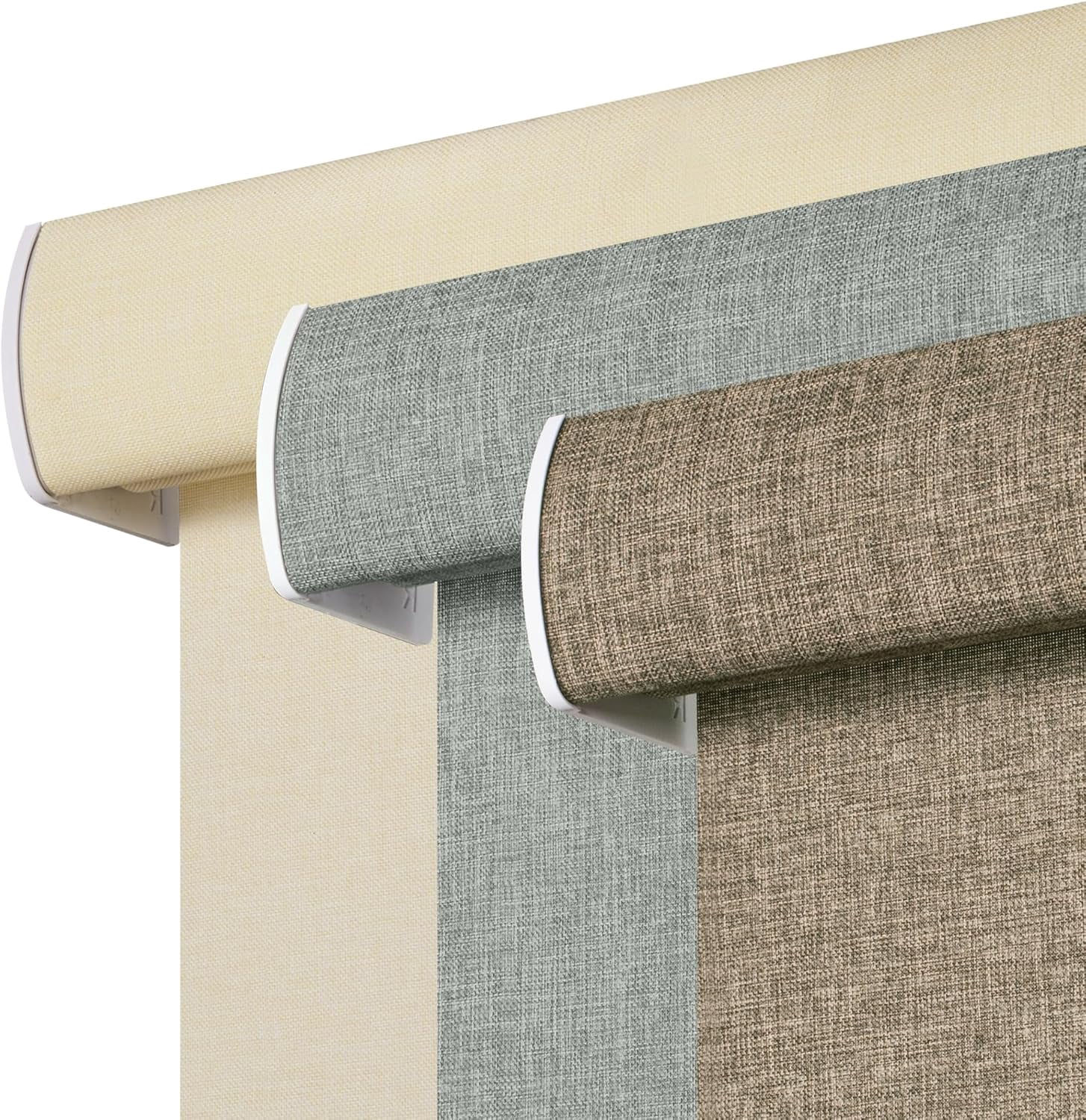 Light Filtering Roller Shades for Windows, Cordless Linen Fabric Roller Blinds, Thermal Insulated UV Protection,Window Shades for Home,Office Bedroom,Brown,66" W x 36" H