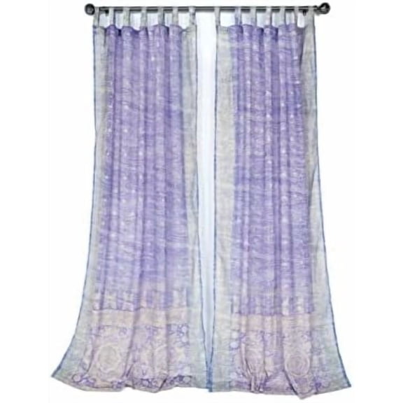 Light-Filtering Sari Colorful Curtains Boho Curtains, Bed Canopy Panel, Wall Tapestry or Window Treatment For Bedroom or Living room Tote bag (84"L x 42"W Set of 2, Lovely Lavender)