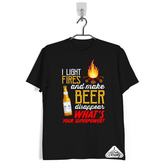 Light Fires & Makes Beer Disappear Superpower T-Shirt, Vintage Heather Navy, Large