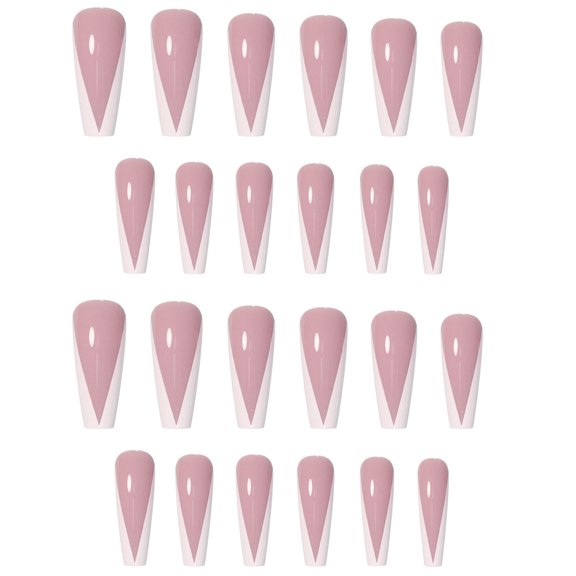 Light French Long False Nail Patch 24 Piece Nail Product For Women Removable and Reusable