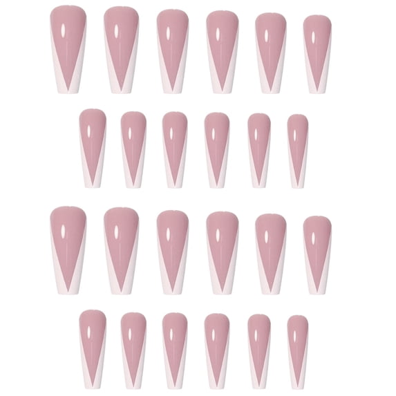 Light French Long Nails 24 Piece On Nail For Women Removable Reusable Manicure Set