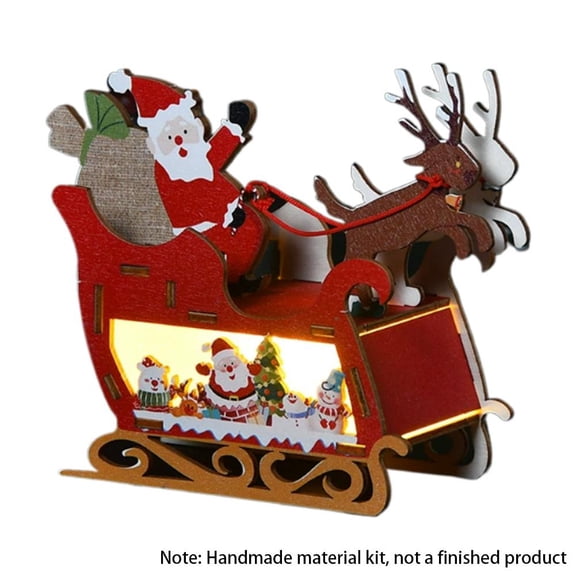 Light Up Gingerbread House Building Set, DIY Wooden Holiday Cookie House Statue, Creative Handmade Christmas Building Blocks for Women Men Birthday Hoilday Xmas Tabletop Decor