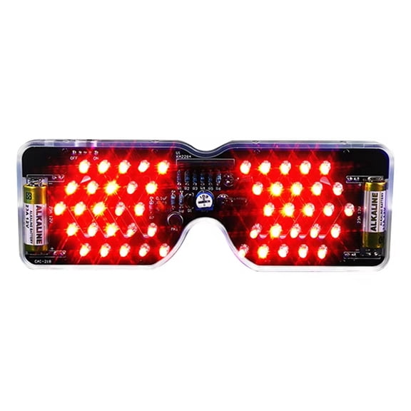 Light Up Glasses Soldering Practice Kit Sound Activated LED Eyeglasses DIY Electronics Kit for School Learning Project,C,1 * glass frame 1 * circuit board 1 set * accessories,Red Light