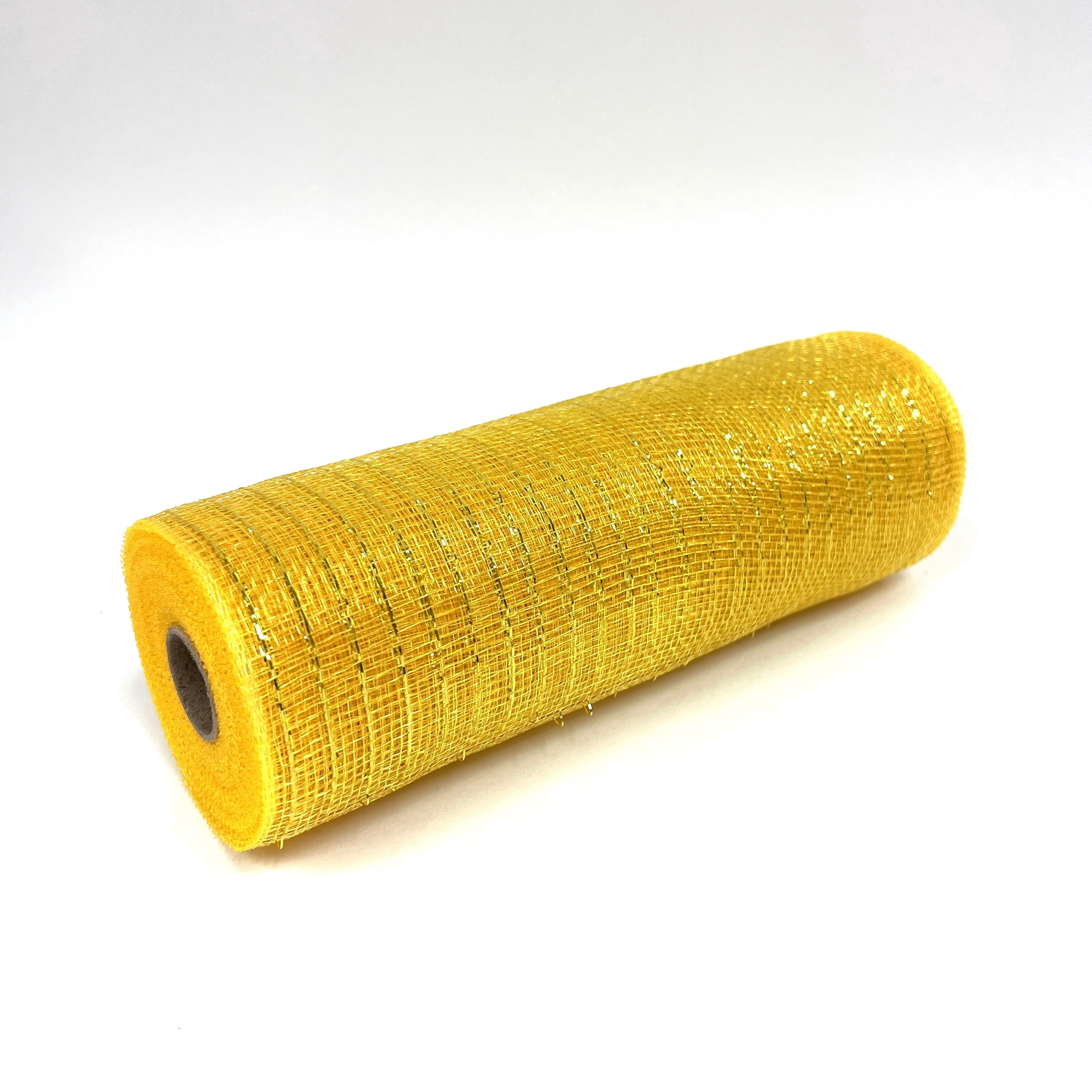 Deco Mesh Wraps Light Gold - Deco Mesh Wrap Metallic Stripes - ( 10 Inch x 10 Yards ...