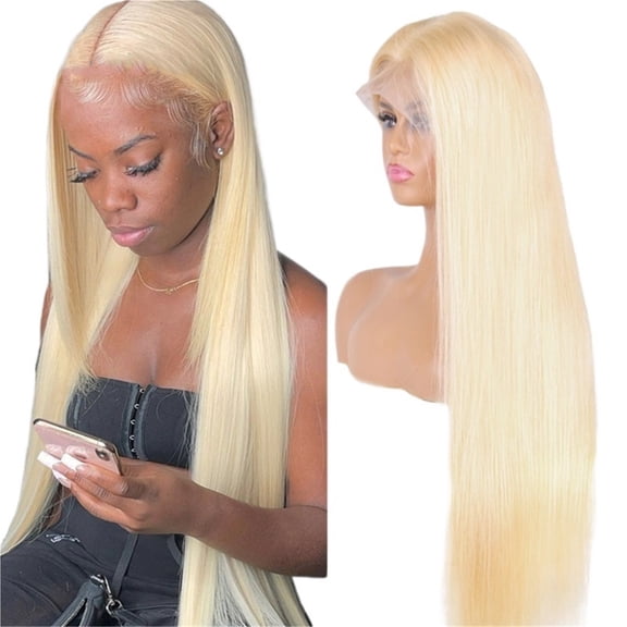 Light Gold Long Straight Front Lace Wig, Split Into Women's Natural Hair Cover
