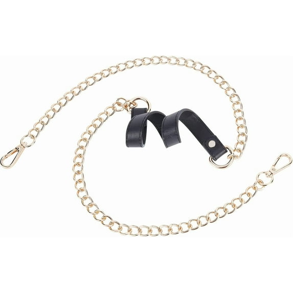 Light Gold Purse Chain Strap 47.2 Inch/120cm Leather Shoulder Bag Straps Replacement with Metal Swivel Hooks Accessory for Women Shoulder Crossbody Bag Purse Handbag Black PU Leather Gold