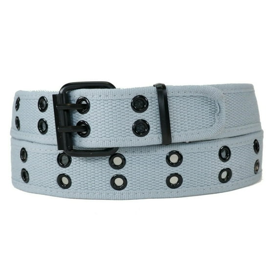 Light Gray 2 Holes Row Metal Grommets Stitched Canvas Fabric Military Web Belt