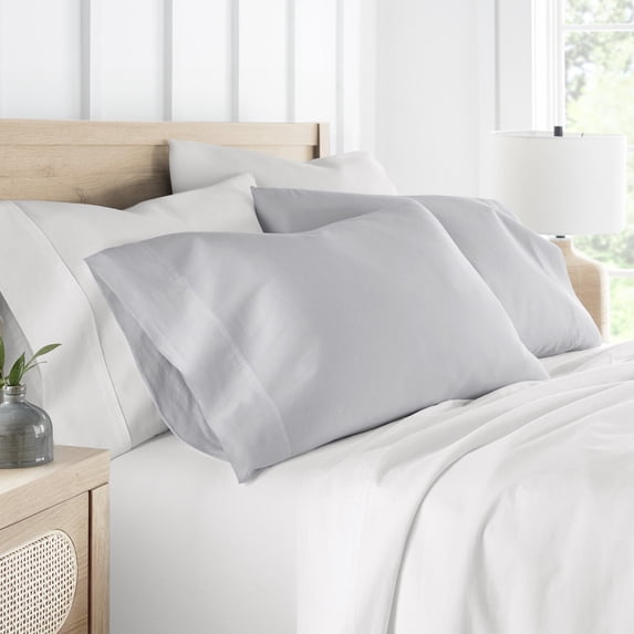 Light Gray 300TC Cotton Cooling Pillow Case Set, Standard/Queen, by Noble Linens