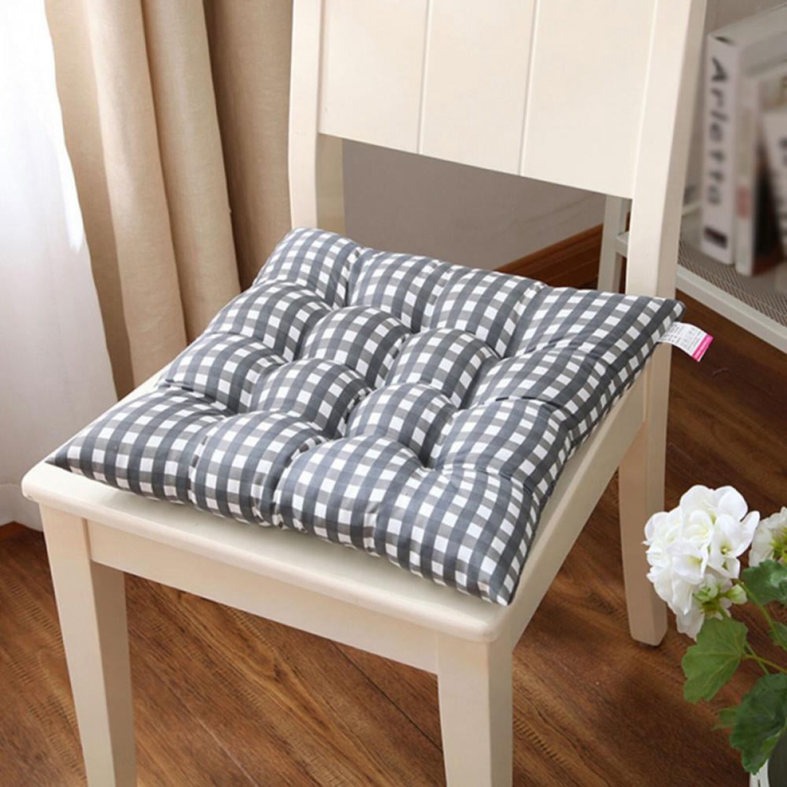 Indoor Chair Cushions for Dining Chairs Tufted Overstuffed Textured Memory Foam Kitchen Chair Pads with Ties and Non Slip Backing 15.7 x 15.7 Walmart