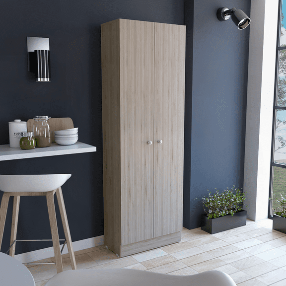 Light Gray 71'' Tall Storage Cabinet with 2 Doors & 5 Shelves - Ideal for Garage, Kitchen, Living Room