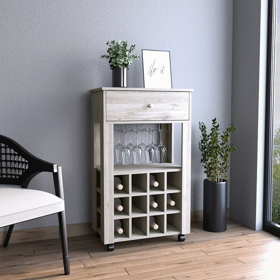 Particle Board Structure - 12 Wine Racks - Indoor Entertaining - Added Storage Drawer