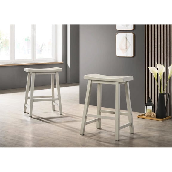 Light Gray, Backless, Particle Board Seat - Counter Height Stools for Breakfast Nook
