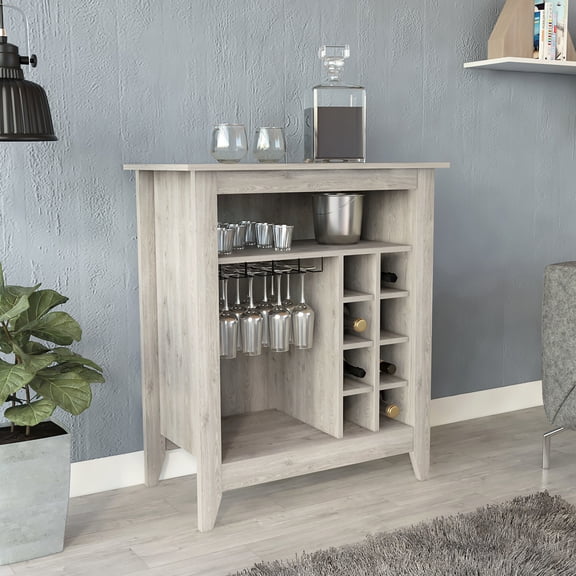 Light Gray Bar Cabinet, Drawer & Wine Storage / Simple Room Enhancement